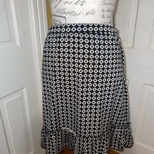 Vintage Black and White Floral Midi Skirt
